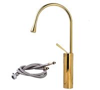 JZWCHQ Manjas de agua de láminas de marrón de latón de baño Mangueras de suministro de agua de rotación de 360 grados de rotación de 360 grados grifo alto Taple solo manija de color negro-B: