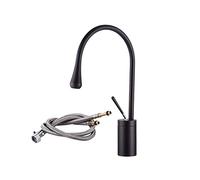 JZWCHQ Manjas de agua de láminas de marrón de latón de baño Mangueras de suministro de agua de rotación de 360 grados de rotación de 360 grados grifo alto Taple solo manija de color negro-B: