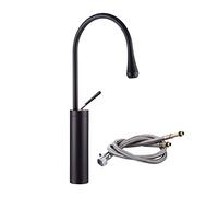 JZWCHQ Manjas de agua de láminas de marrón de latón de baño Mangueras de suministro de agua de rotación de 360 grados de rotación de 360 grados grifo alto Taple solo manija de color negro-B: