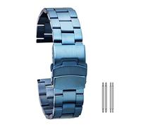 JZWCHQ Mira Correa Correa de acero inoxidable 20 mm Bandilla de metal de 22 mm Barras de resorte Pulsera pulsera Plegado con pulsera dorada de oro rosa dorada Pulsera azul