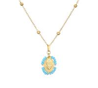 JZWCHQ Muti Beads Collar del Sagrado Corazón para Mujeres Hombres, Collar Vintage del Sagrado Corazón De Jesús - Colgante Colorido del Sagrado Corazón, Collar del Corazón De Jesús para Regalos De