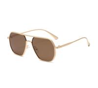 JZWCHQ Nuevo 2025 Herren Retro Sonnenbrille Metallrahmen Sonnenbrille Schutzbrille Autofahrerbrille UV400, Goldbraun, Talla única