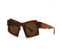 JZWCHQ Nuevos lentes de sol cuadrados irregulares de moda 2025 para mujeres y hombres, lentes de sol de lujo con marco único de tendencia UV400, Té, Talla única