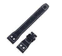 JZWCHQ Para la banda de reloj Portugieser Pilot de IWC Mark 21 mm 22 mm de cuero genuino Reloj Strep Bamboo Grain Rivets Watchle Silver Hebilla