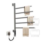 JZWCHQ Partita de Toalla, Rejilla de Calentador de la Pared de la Toalla eléctrica de 5 Barras, Rejillas de Secado de Ropa giratoria de 180 ° para baño, Acero Inoxidable y Acero al Carbono, Negro