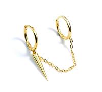 JZWCHQ Pendientes 100% reales de doble aro para mujeres ninguno de los cenizas de circón Pencing Earings Jewelry Pendientes