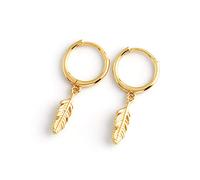 JZWCHQ Pendientes de aro de Huggie Small Sleeper For Women Silver Silver Cubic Zirconia con amuletos Lindo Drop Helgle Cartílago Helix Dainty Múltiples Joyas (Pluma Amarilla)