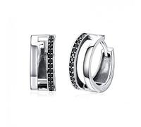 JZWCHQ Pendientes de aro Negro de círculo Redondo Doble para Mujeres Regalo de joyería Fina