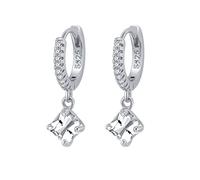 JZWCHQ Pendientes de aro tipo huggie, chapados en oro, con circonita cuadrada pulida blanca con postes ocultos a presión, para cumpleaños, para mujer, A