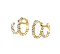 JZWCHQ Pendientes de Clip de niña de circón de Diamante Doble para Mujeres sin Joyas de Arete penetrantes