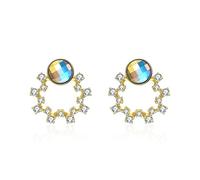 JZWCHQ Pendientes de damas S Pendientes de damas de plata esterlina linda corona con aretes de cristal coloridos aretes simples elegantes elegantes pendientes ui