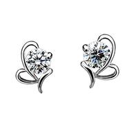 JZWCHQ Pendientes de orbes Pendientes de Arco Temperamento de Agua Idioma en Forma de corazón para Mujeres Pendientes de Nudos Pequeños