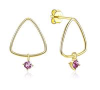 JZWCHQ Pendientes de Plata de Ley para Mujer, Pendientes Colgantes de Cristal, triángulo Dorado