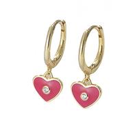 JZWCHQ Pendientes de Plata para Mujeres 925 Pendientes Colgantes de corazón de Plata esterlina, aretes de caída de corazón Rojo Rosa, aretes de Plata esterlina Vintage para el Regalo del día de San