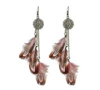 JZWCHQ Pendientes de plumas bohemias para mujeres - orejas de cadena hechas a mano de mano de mano geométrica étnica vintage, joyería de fiesta colgante para mujeres ui