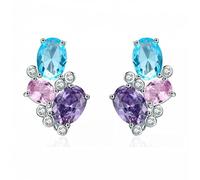 JZWCHQ Pendientes geométricos de circón Colorido Pendientes de Tachuelas para Joyas para Mujeres