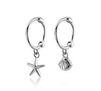 JZWCHQ Pendientes para mujer, aretes de aro asimétricos de concha de estrella de mar de lujo para mujer, aretes de boda, joyería fina, regalo, b