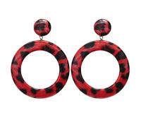 JZWCHQ Pendientes para Mujer, Juego de Pendientes con Agujero Pendientes de Cuero de PU Tendencia Pendientes Redondos Grandes Exagerados con Estampado de Leopardo Cuelga Pendientes de Oro para Mujer