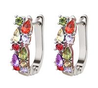 JZWCHQ Pendientes para Mujer, Pendientes de aro de Silicona, Pendientes de Diamantes de imitación de Color, Finos, Colgantes de Plata, Elegantes Pendientes de Diamantes de imitación, Accesorios de