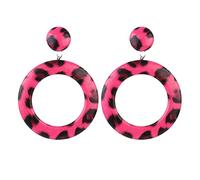 JZWCHQ Pendientes para Mujer, Pendientes De Fruta Pendientes De Cuero De PU Tendencia Pendientes Redondos Grandes Exagerados con Estampado De Leopardo Joyería De Mujer