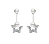 JZWCHQ Pendientes para mujeres, pendientes de perlas temperamento femenino pendientes colgantes simples pendientes de estrellas de cinco puntas,
