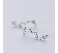 JZWCHQ Pendientes para mujeres, S925 Clip de hongos blancos Literatura de mujeres coreanas y estilo de arte de diamante de estilo de arte Calidad de escape de orejas de siete estrellas de un tipo Two