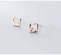 JZWCHQ Pendientes para mujeres, S925 Personalidad coreana Geométrica Pendientes de diseño cuadrado Femenino Pendientes de diamantes simples