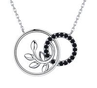 JZWCHQ Planta Redonda 925 Collares de participación de Flores de joyería Fina de Plata esterlina y Colgantes para Mujeres