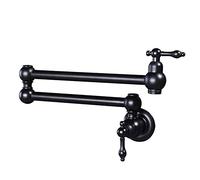 JZWCHQ Pot Relleno de latón 2 maneja un Agujero Medido de Pared Fregadero 360 ° Plegable Plegado Solo fría, Grifo de Fregadero de Cocina con Brazos giratorios de articulación Doble, Oro Cepillado