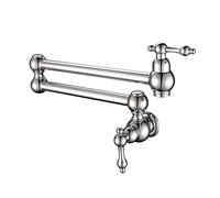 JZWCHQ Pot Relleno de latón 2 maneja un Agujero Medido de Pared Fregadero 360 ° Plegable Plegado Solo fría, Grifo de Fregadero de Cocina con Brazos giratorios de articulación Doble, Oro Cepillado