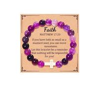 JZWCHQ Primera comunión Regalos Faith Cross Cross Regalos para mujeres Curando Cristal Pulsera de piedra natural Confirmación Regalos Regalos de joyería religiosa para mujeres