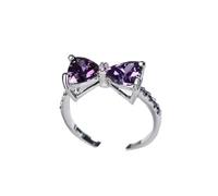 JZWCHQ Productos de niña Anillo de Cristal de Color púrpura Anillo de Arco de Color Plateado Conocimiento de Boda Cubiconia Cúconia Anillos para mujeres-N53 Regalos