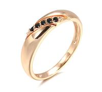 JZWCHQ Productos para niñas Luxury Vintage Black Natural Circon Ring for Women 585 Rose de Oro étnico Anillo de Boda Anillo de Joyas con Estilo