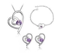JZWCHQ Pulsera de arete del collar de joyería de cristal natural claro, 925 Novia comprometida a la novia