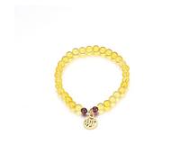 JZWCHQ Pulsera de encanto Carácter chino Dinero/Bendición Azul Natural/Cristal Amarillo Púrpura Tigre Mujeres con cuentas Pulseras Joyas de moda (Tamaño: Dinero de cristal amarillo)