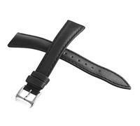JZWCHQ Raymond Weil de 16 mm de cuero negro de cuero plateado Correa de la banda de relojes de hebilla de acero inoxidable V2.15