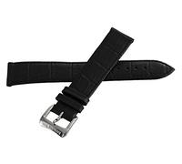 JZWCHQ Raymond Weil de 18 mm de cuero negro plateado stap de la banda de relojes de acero inoxidable