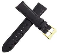 JZWCHQ Raymondweil de 18 mm de cuero negro de cuero dorado de acero inoxidable Correa de la banda de relojes de hebilla