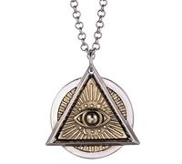 JZWCHQ Retro 925 Sterling Silver Illuminati Freemason Masonic All Veing Eye of God Collar de Dos Tono Ojo de Providencia para Hombres Mujeres 60 cm