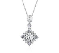 JZWCHQ S925 Joyas de Plata esterlina 1 CT VVS Collar de Diamantes Moissanite para Mujeres Pargentes Cuadrados