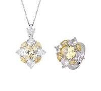JZWCHQ Topacio de 10 * 12 mm High Carbon Diamond Collar Collar Anillos para mujeres Baras de boda Conjunto de joyería Accesorios Regalo