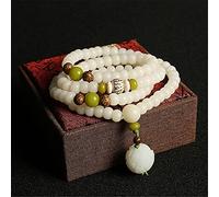 JZWCHQ Trabajo manual 108 cuentas budistas pulsera de bodhi blanco materiales lisos naturales regalos de joyería exquisitos para unisex (color metal: c)