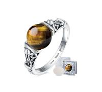 JZWUYAN Anillo giratorio de piedra natural para mujer, plata de ley 925, joyería para aliviar la ansiedad con grabado "Time Heals Gently", tallas 6, 7, 8, amatista, aguamarina, obsidiana, piedra lunar