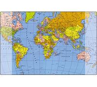 K-0014W501 - Alfombrilla de escritorio con diseño de mapa del mundo Kangaro antideslizante, 38 x 58 cm, con dos bolsillos para niños, adolescentes y estudios