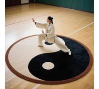 K,80cm (31.50IN),AVSMGP Alfombrilla Redonda 3D con Diseño Taiji, Alfombra De Área con Motivo Yin Yang- Lavable, Antideslizante Y Absorbente para Sala Estar, Dormitorio Y Entrada