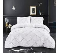 K&A® Pintuck - Juego de edredón plisado Super King con cierre de cremallera, incluye funda de almohada, microfibra cepillada ultrasuave, fácil cuidado y lavable a máquina (blanco, 220 x 260 pulgadas)