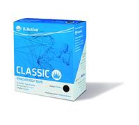K-Active Kinesiologie Tape Classic NEGRO, hidrorrepelente e hipoalergénico, 50 mm x 5 m, caja de 6 unidades