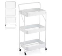 K AKTUAL Carrito Cocina Plegable, Camarera Plegable con Ruedas. Carro Organizador almacenaje 45x30x87cm. Ideal para baño, Cocina, Oficina, estética. Color Blanco.