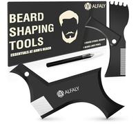 K-Brands Kit de herramientas moldeadoras de barba para modelar y peinar la barba, herramienta de guía y línea de barba premium para hombres, perfecto para peinar y bordar, viene con lápiz para barba