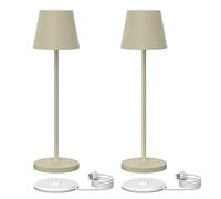 K-Bright 2 piezas lámpara de mesa led recargable | Regulable brillo | Recargable Color de luz blanca fría | Interior y exterior | Contactar con la base de carga | Arena